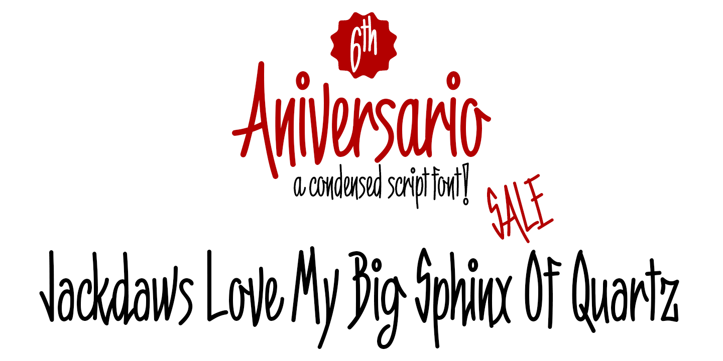 Beispiel einer 6th Aniversario Regular-Schriftart